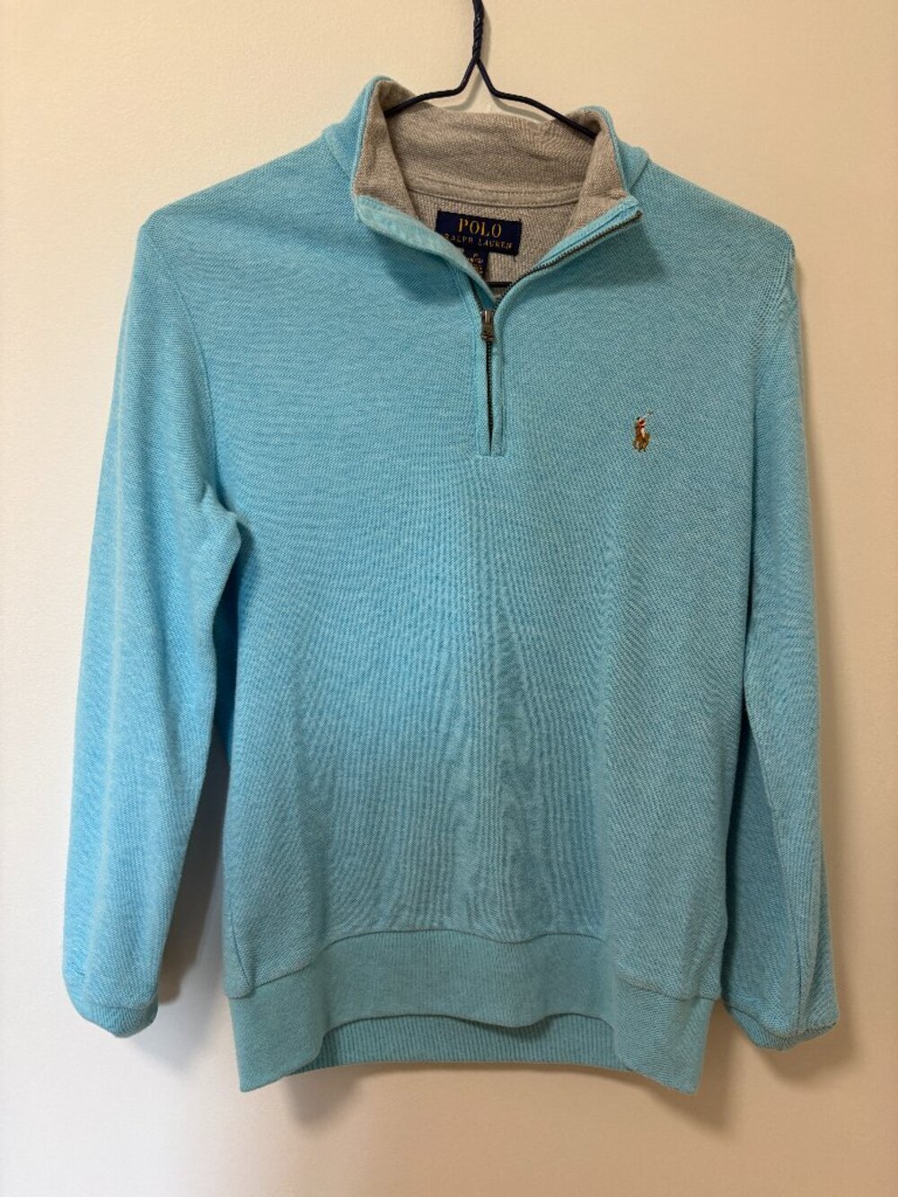 Polo Ralph Lauren Quarter Zipper Sweater Turquoise Blue Boys M 10-12 yrs